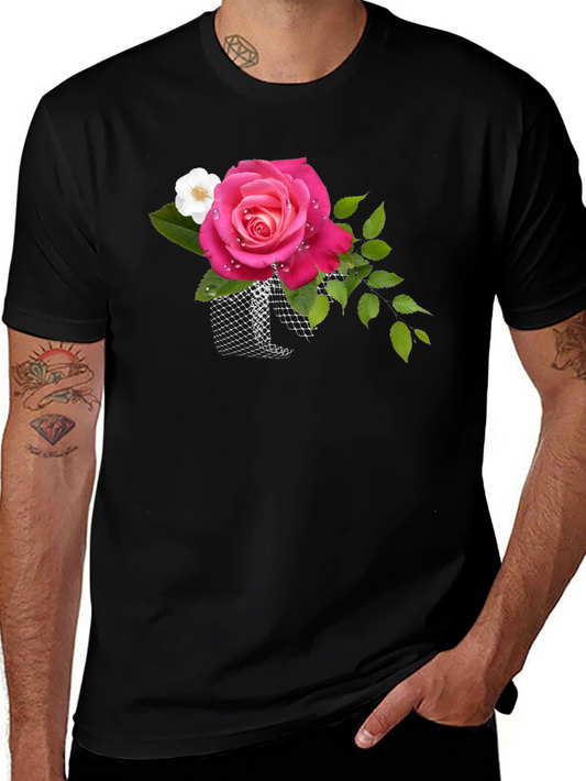 Floral Rose Graphic Tee - Mens Short Sleeve