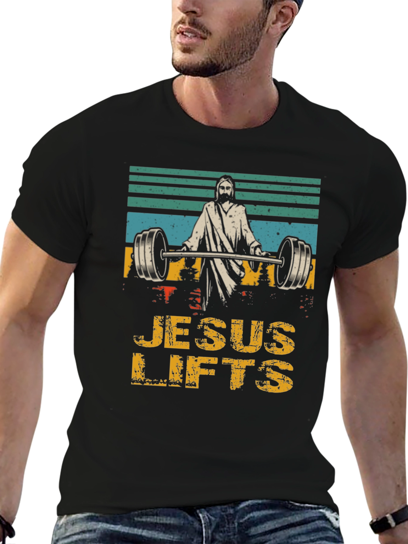 Jesus Lifts T-Shirt - Weightlifting Humor Tee