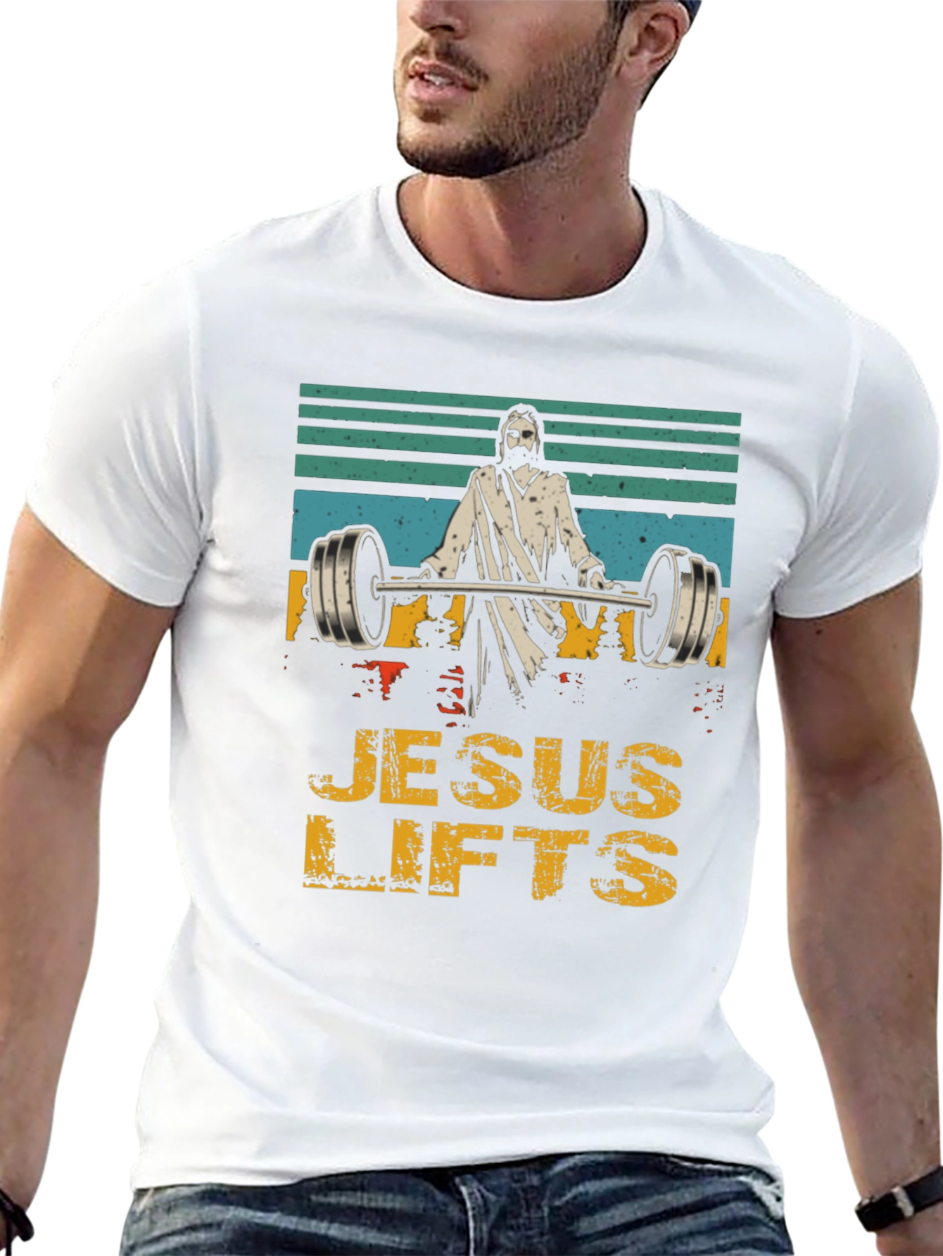 Jesus Lifts T-Shirt - Weightlifting Humor Tee