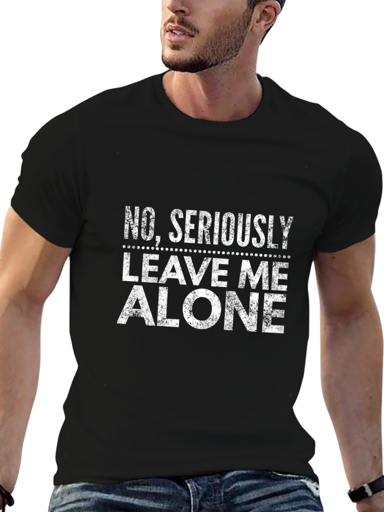 Humorous Leave Me Alone Black T-Shirt