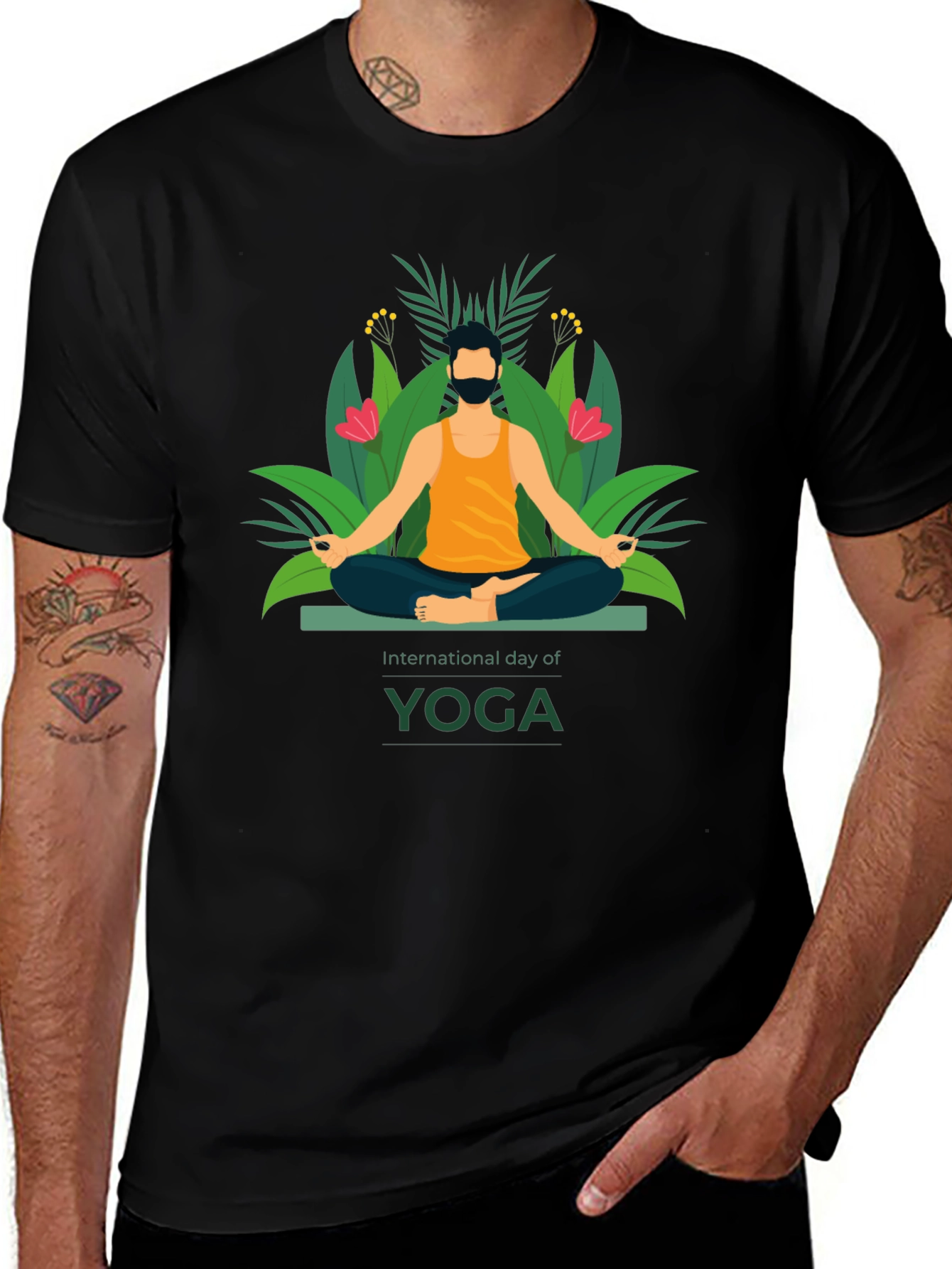 International Yoga Day Graphic Tee - Black