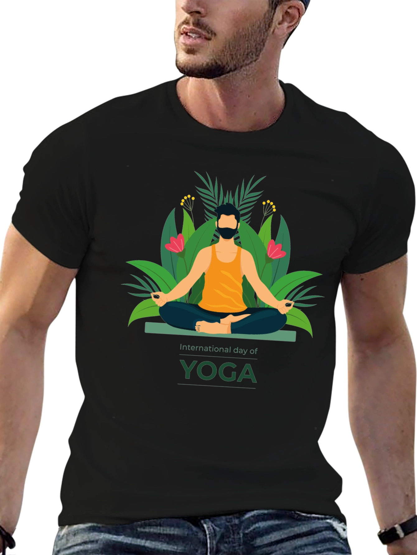 International Yoga Day Graphic Tee - Black