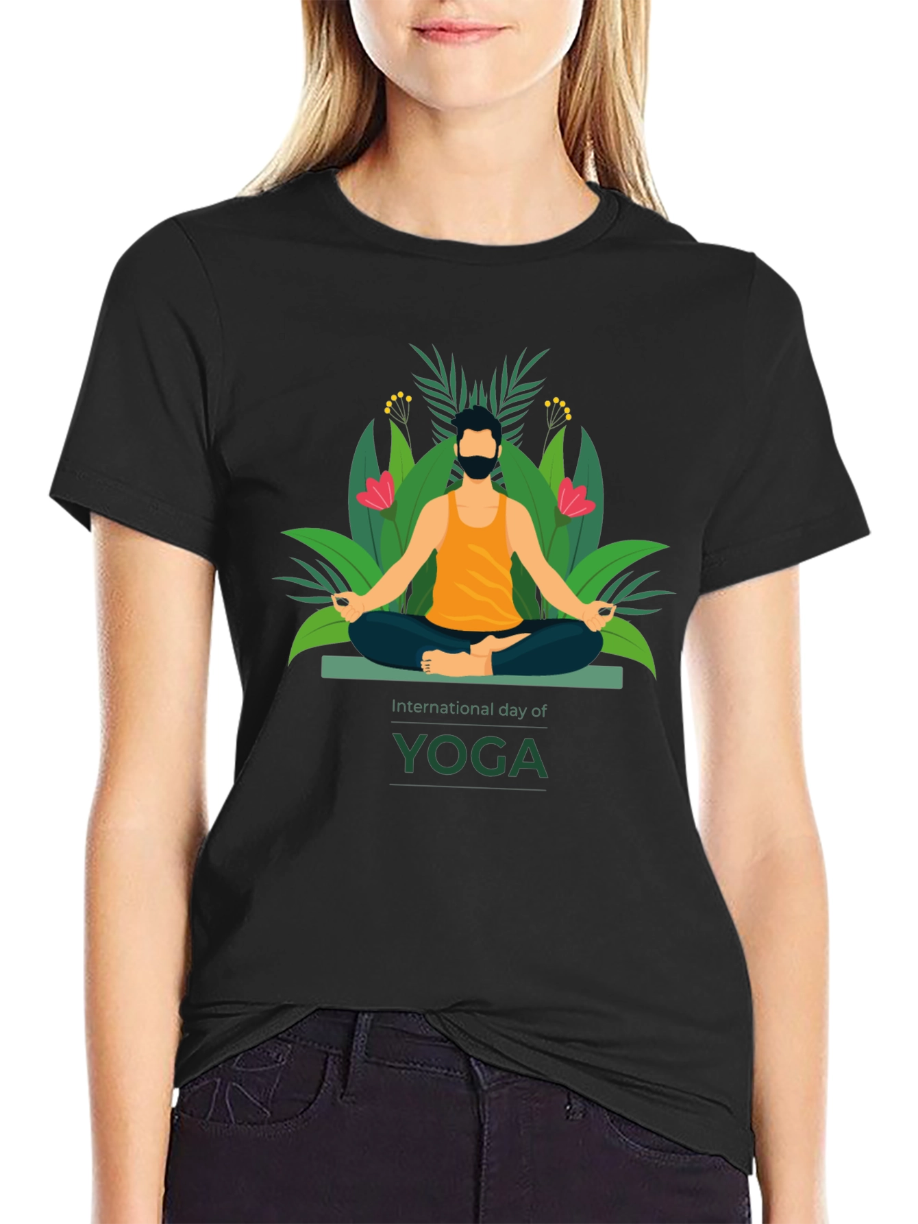 International Yoga Day Graphic Tee - Black