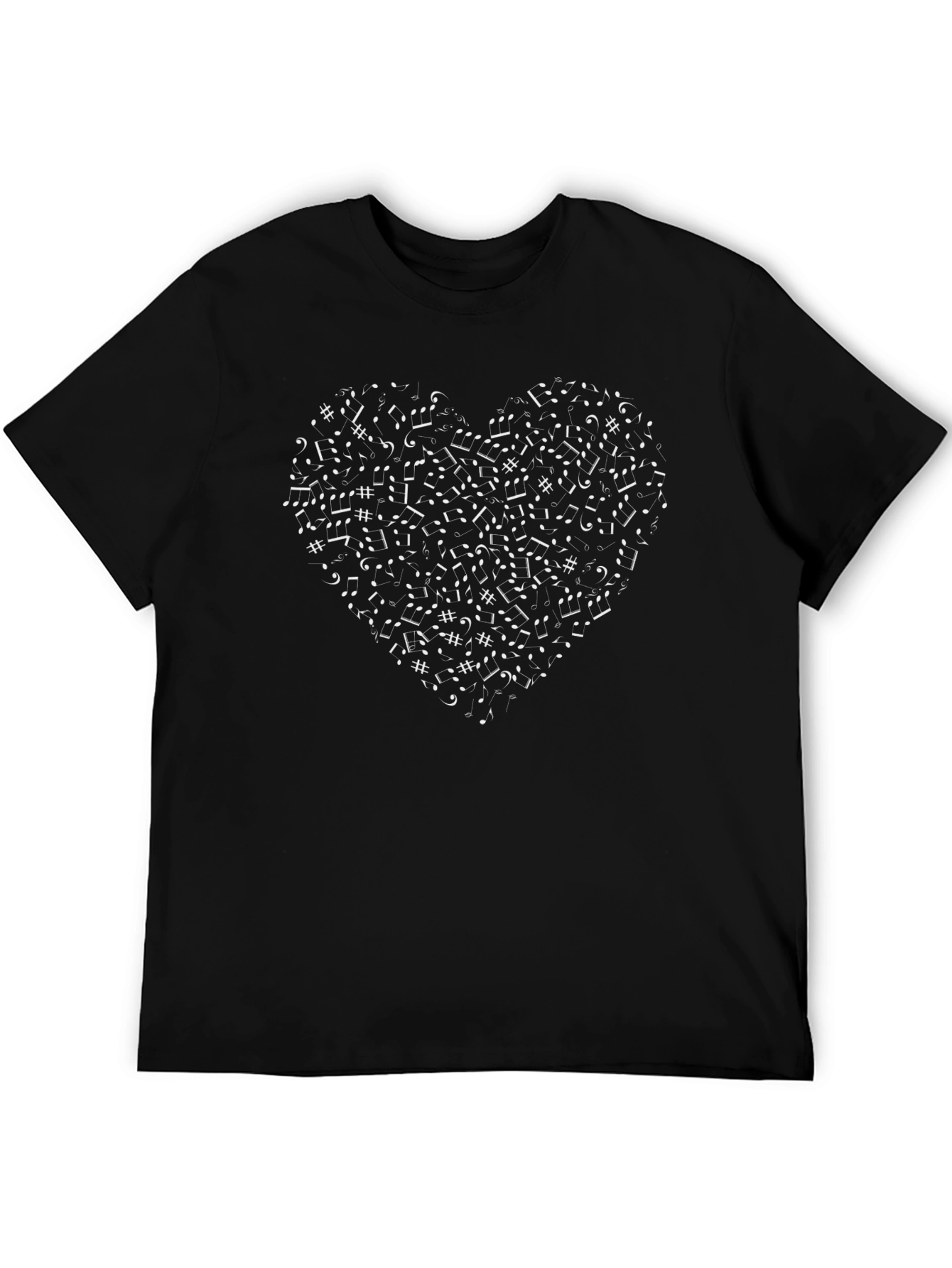 Music Notes Heart T-Shirt - Black