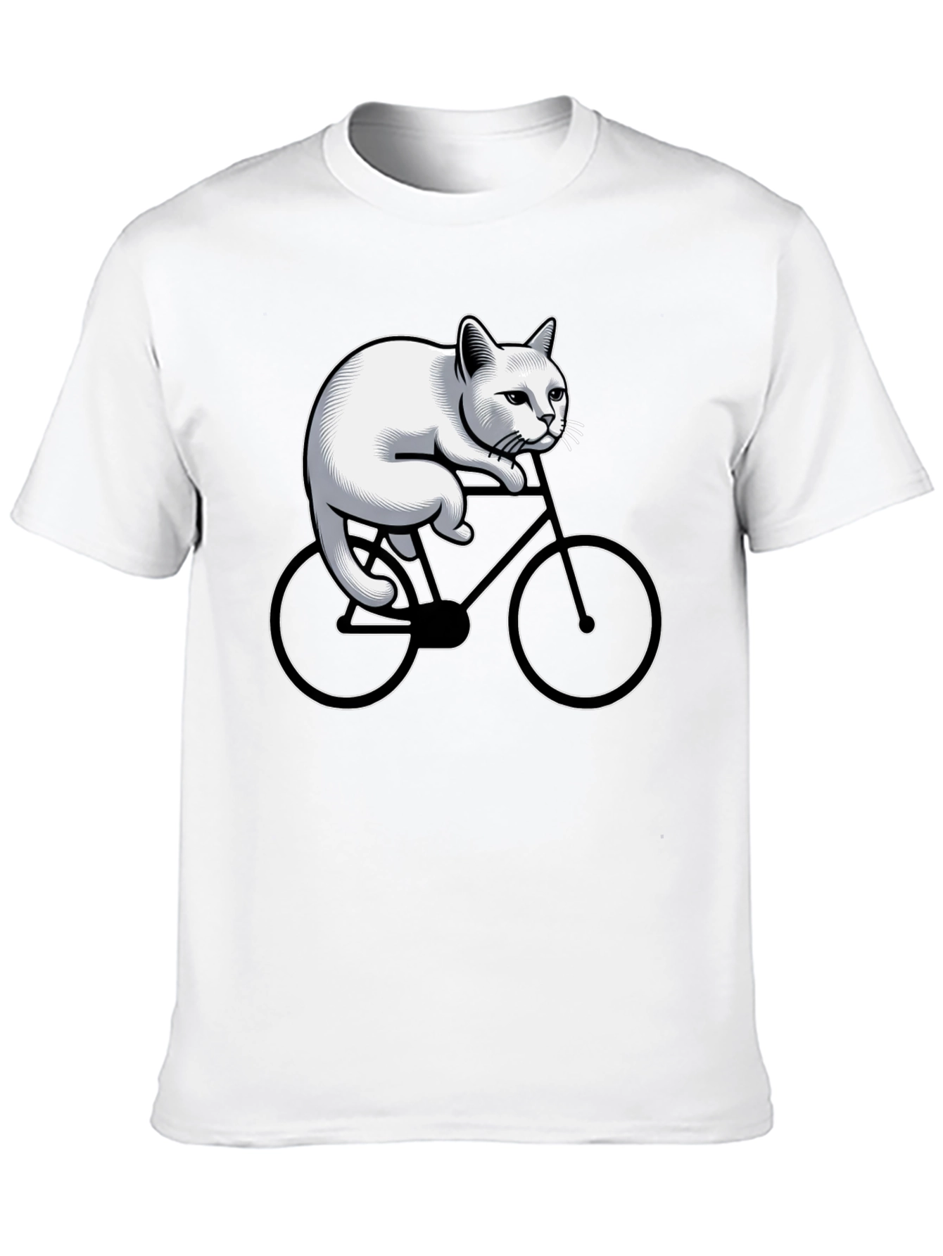 Cat Riding Bicycle Graphic Tee - Black