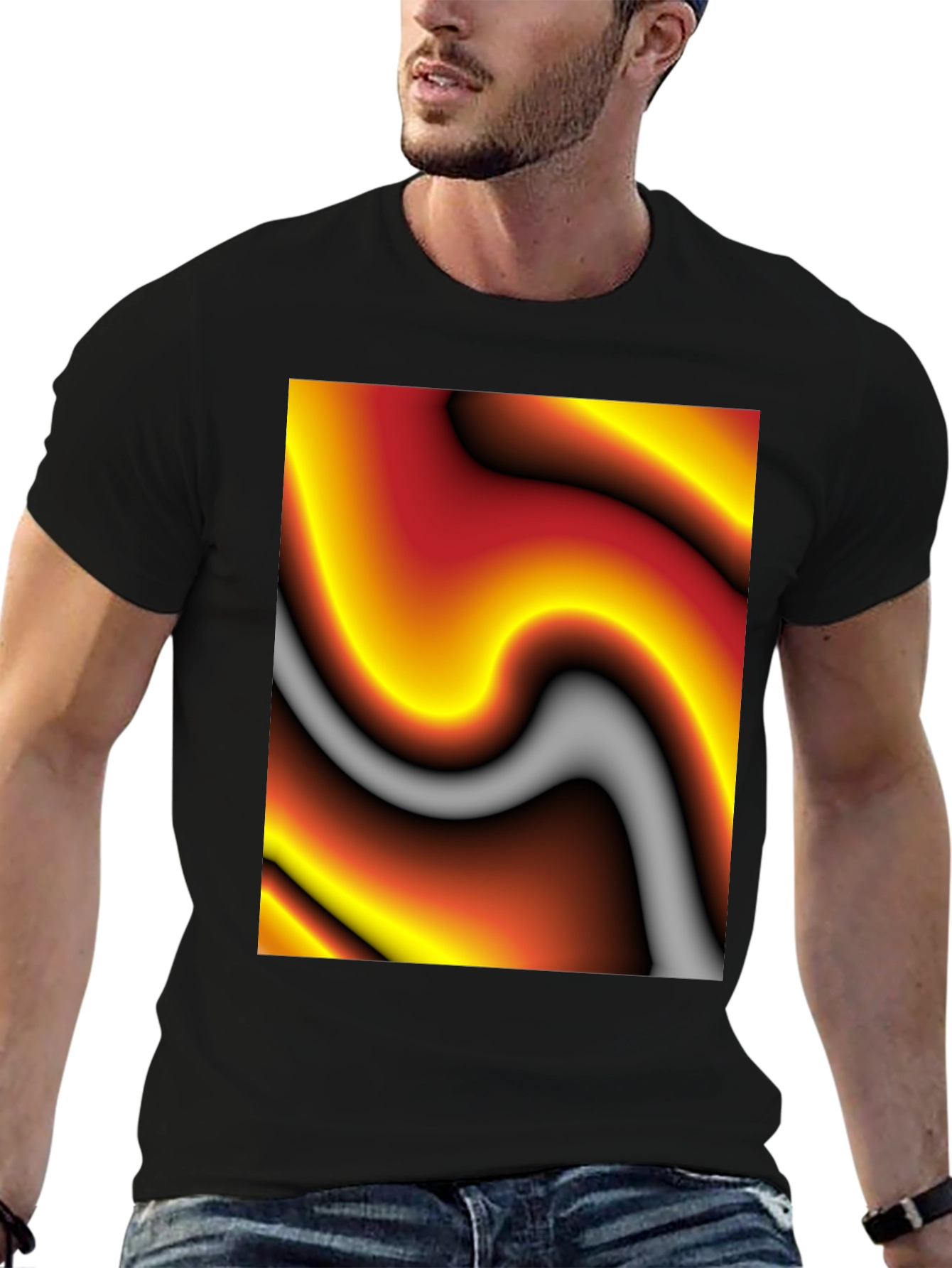 Abstract Art Graphic Tee - Soft Black Cotton