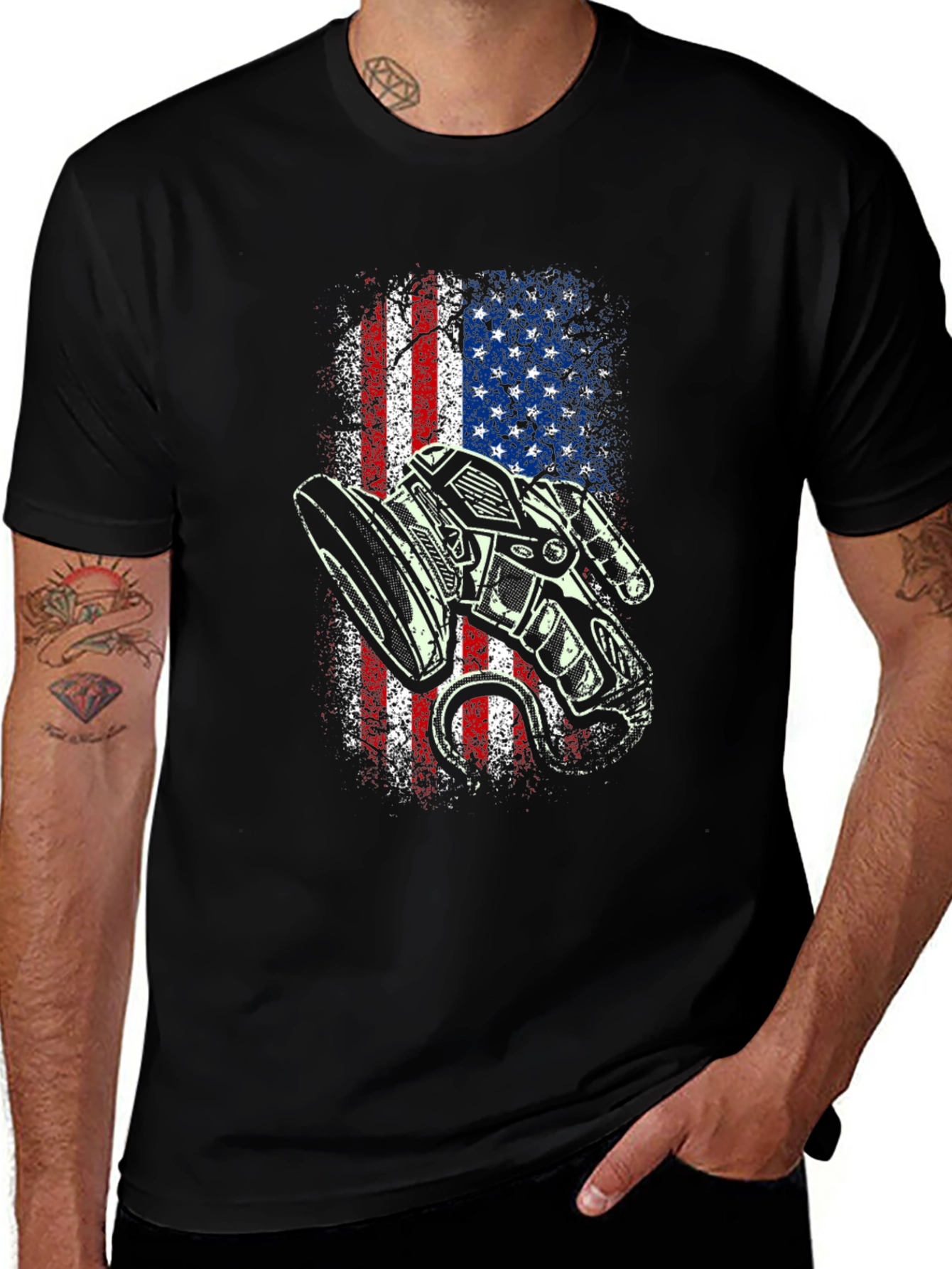 American Flag Motorcycle T-Shirt