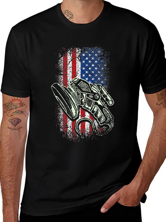 American Flag Motorcycle T-Shirt