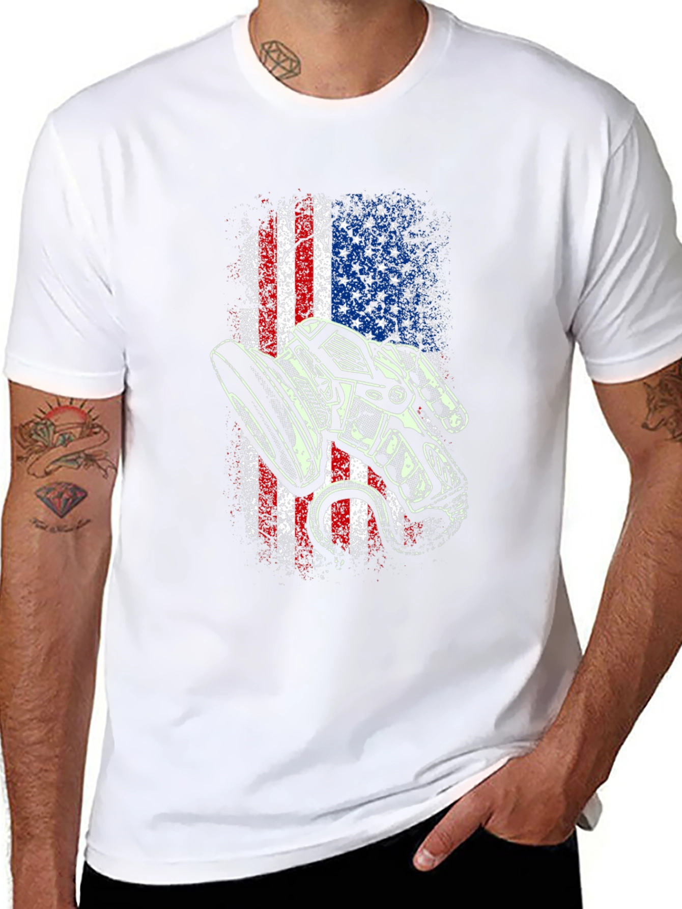 American Flag Motorcycle T-Shirt