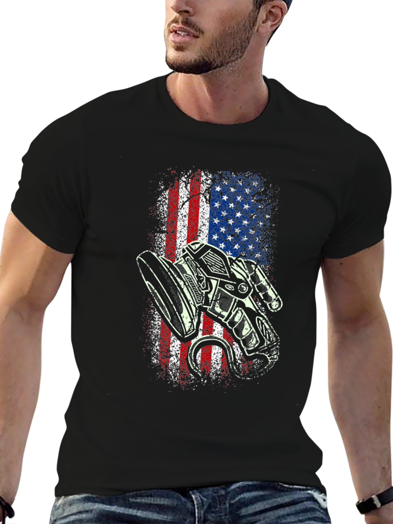 American Flag Motorcycle T-Shirt