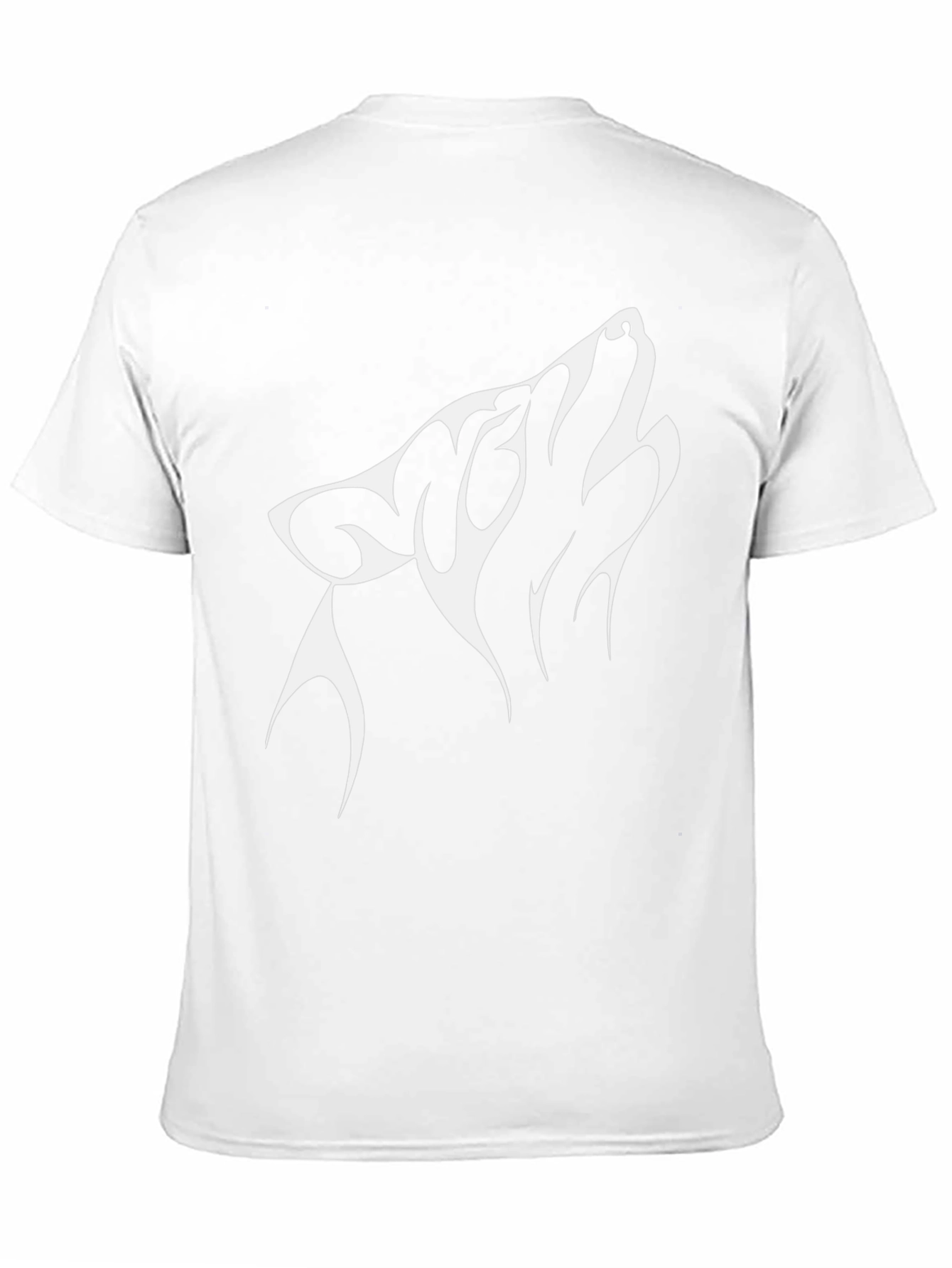 Mens Black T-Shirt with White Wolf Graphic