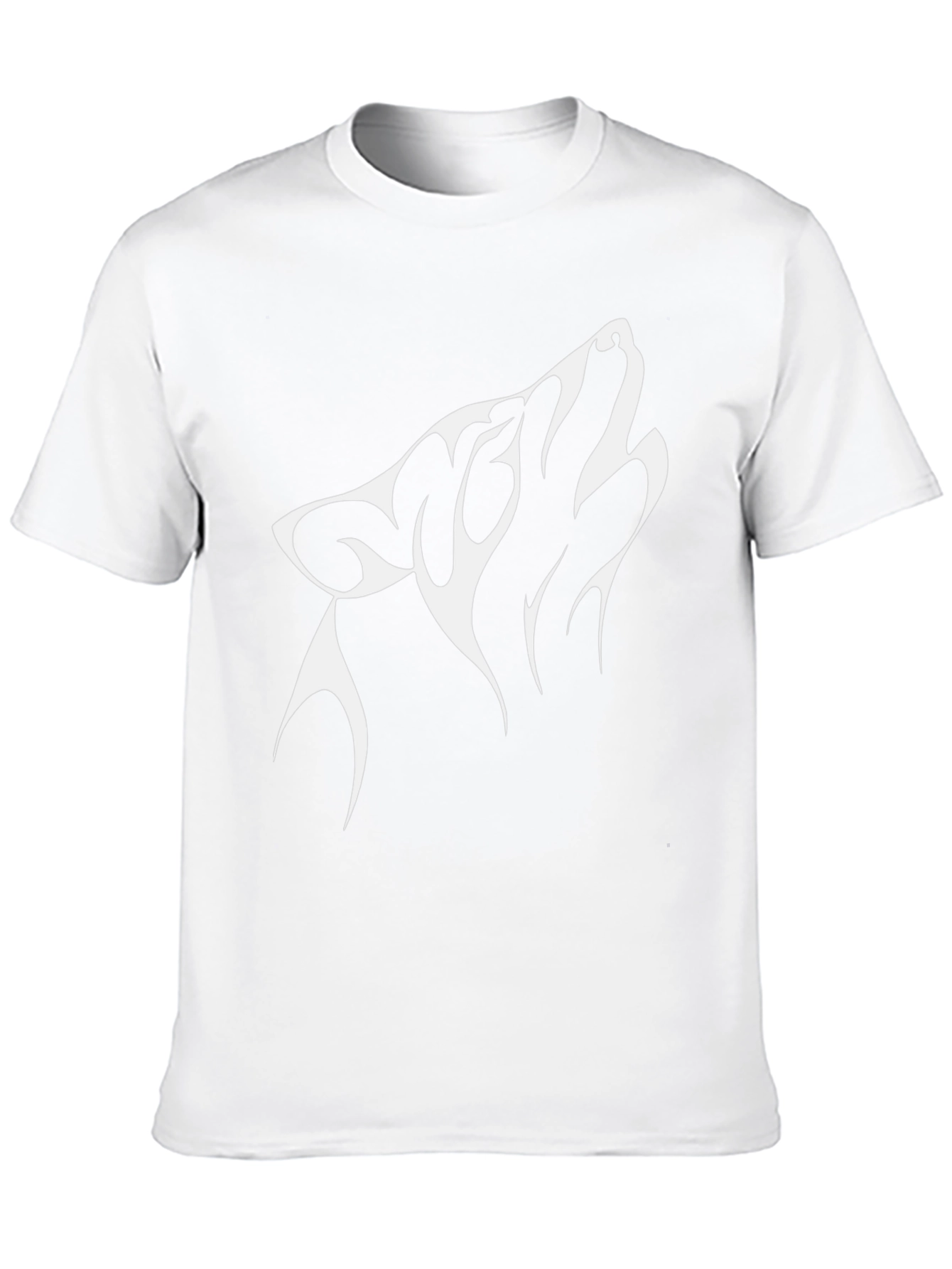 Mens Black T-Shirt with White Wolf Graphic