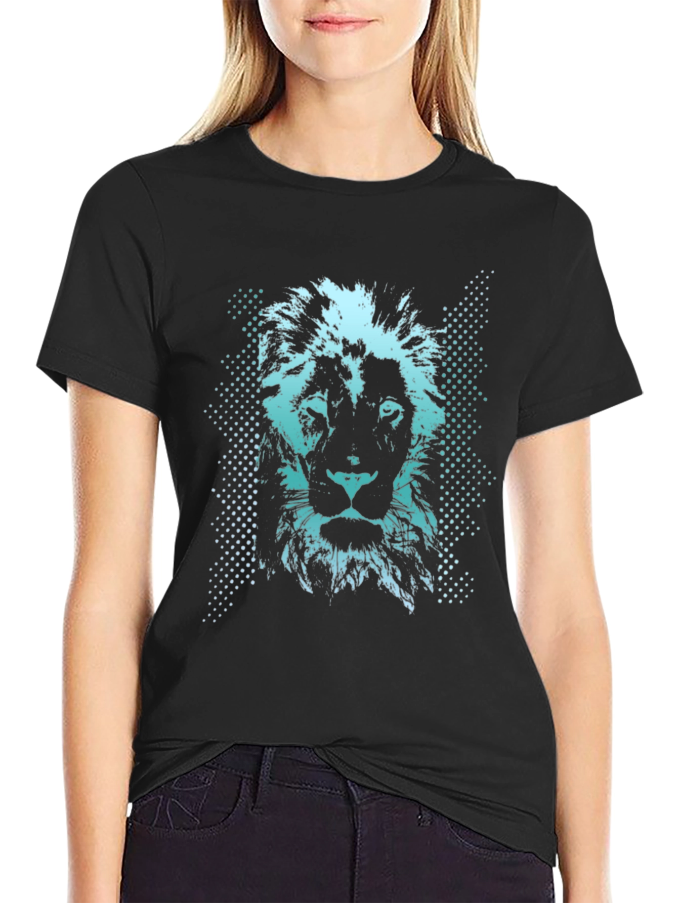 Lion Graphic Print Mens Black T-Shirt