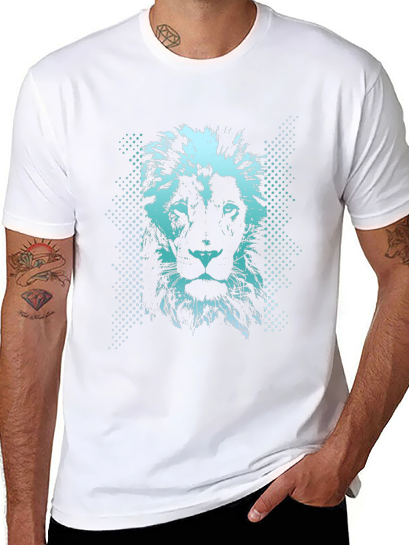 Lion Graphic Print Mens Black T-Shirt