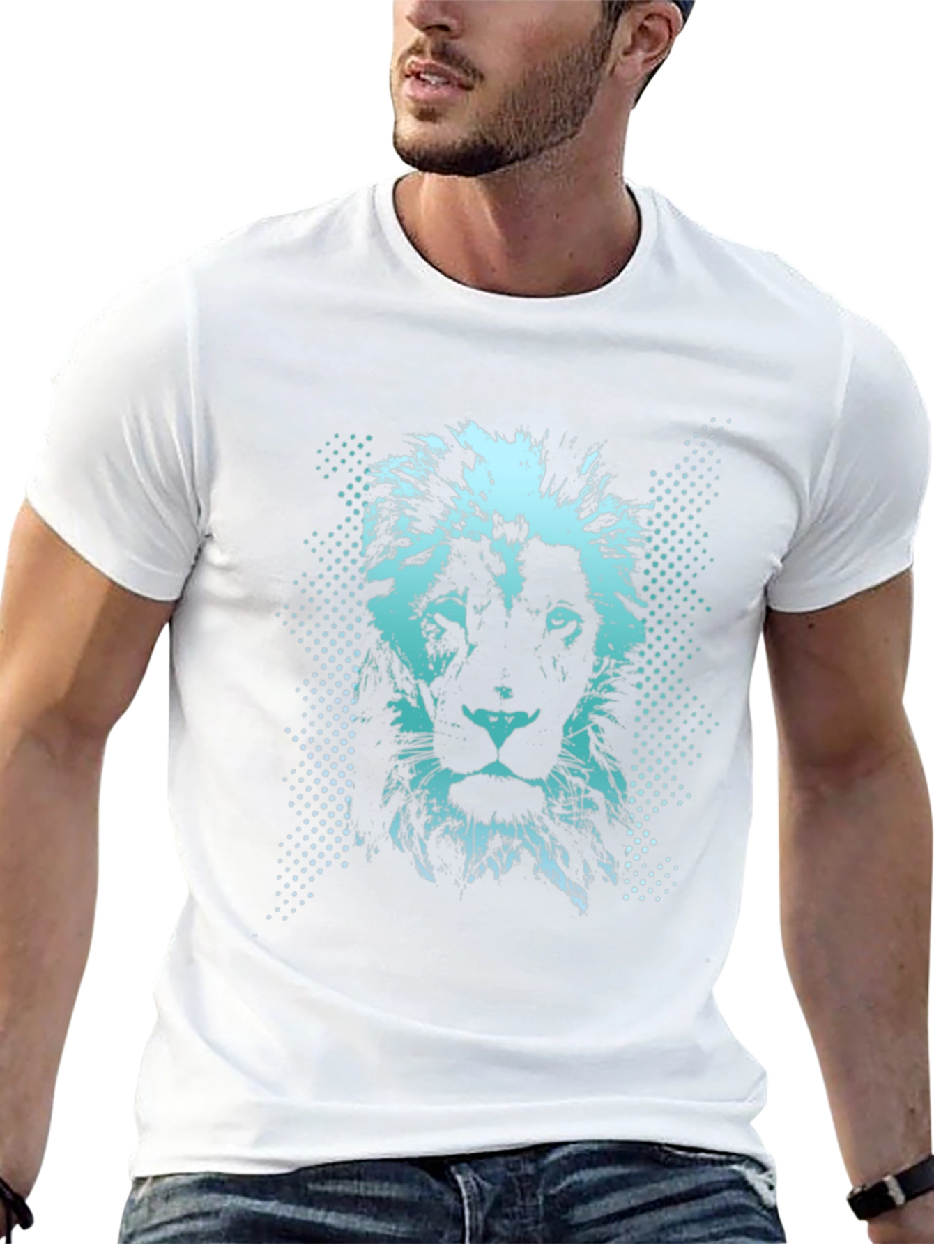 Lion Graphic Print Mens Black T-Shirt