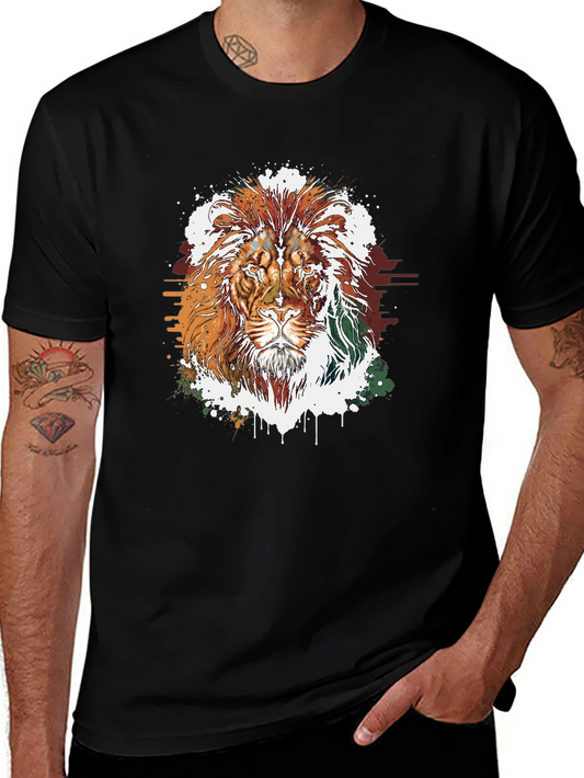 Lion Graphic Tee - Stylish Mens Black T-Shirt