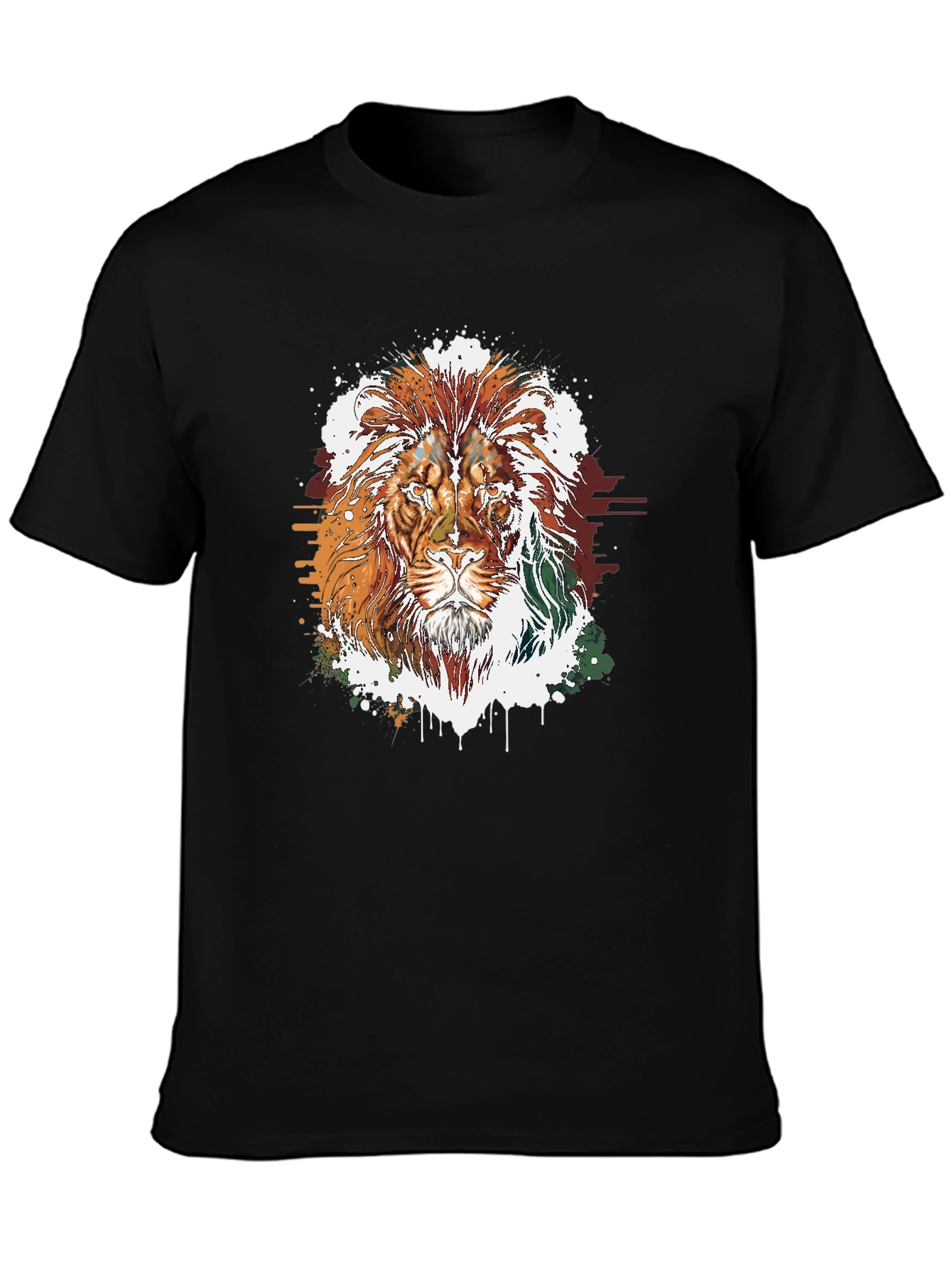 Lion Graphic Tee - Stylish Mens Black T-Shirt