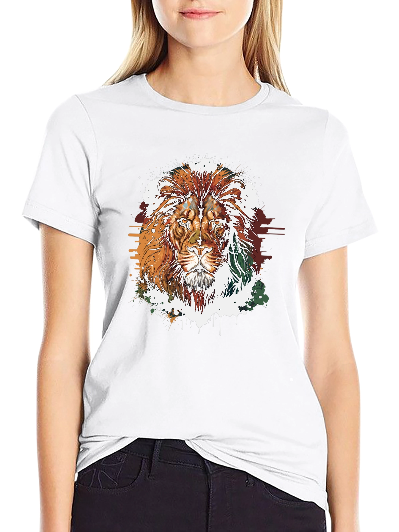 Lion Graphic Tee - Stylish Mens Black T-Shirt