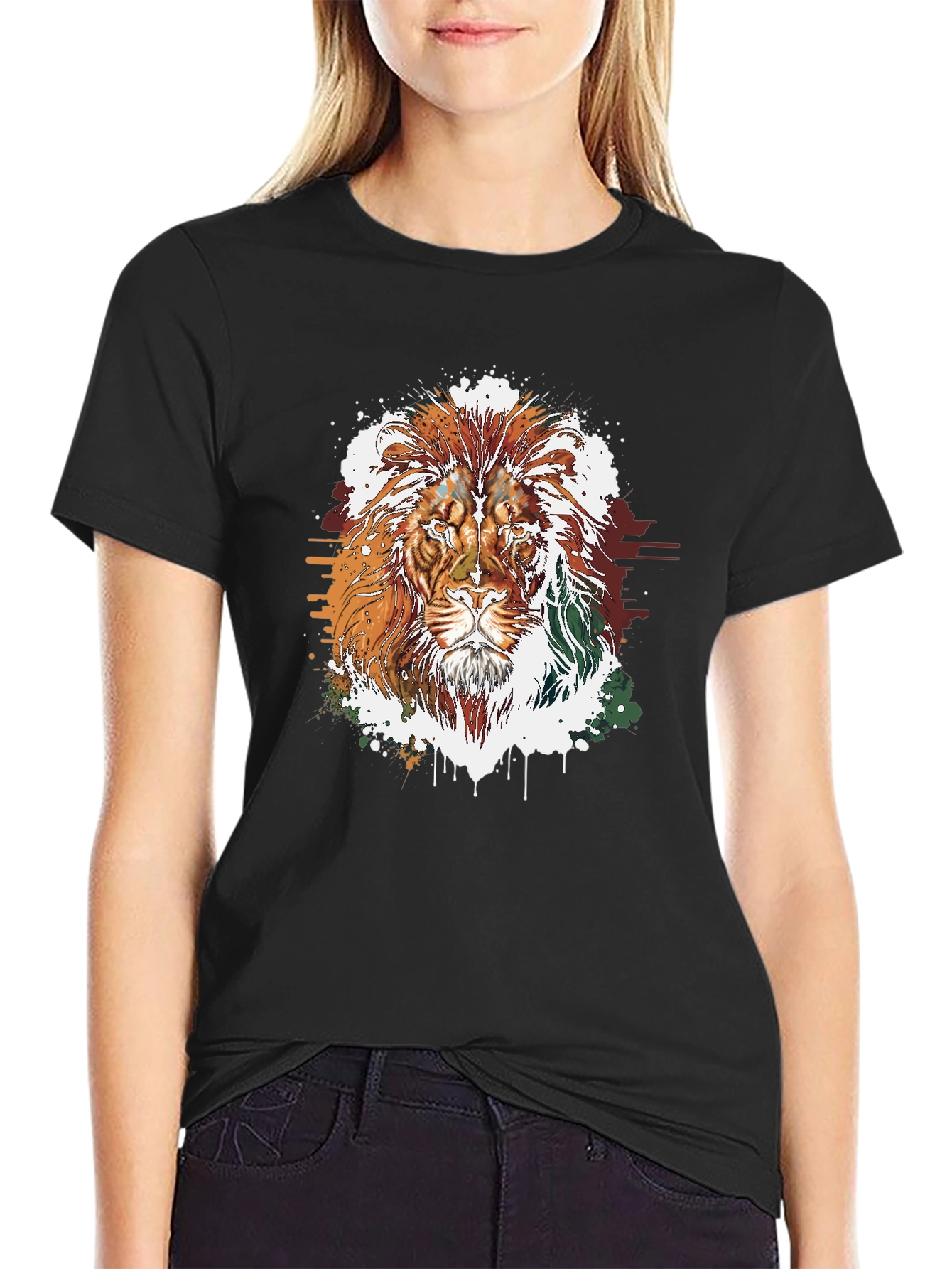 Lion Graphic Tee - Stylish Mens Black T-Shirt