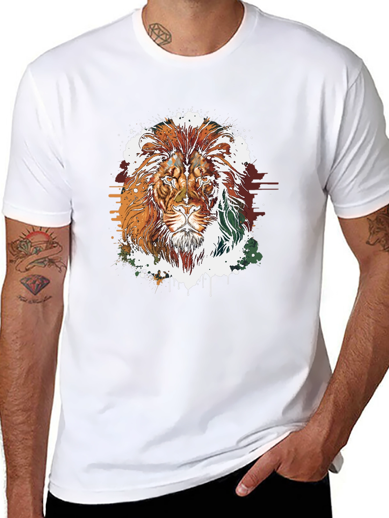 Lion Graphic Tee - Stylish Mens Black T-Shirt