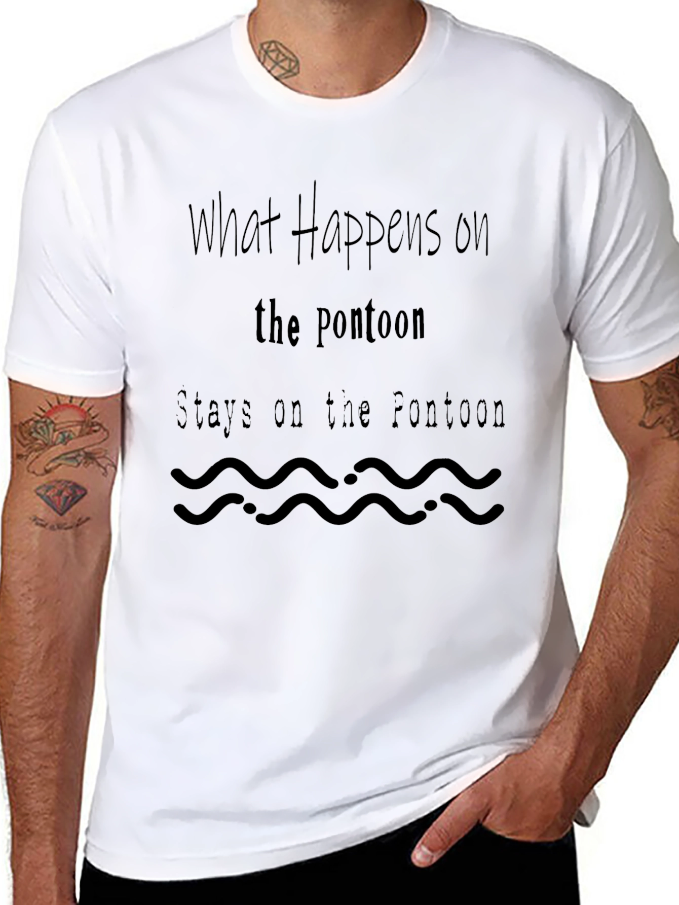 Pontoon Slogan T-Shirt - What Happens on the Pontoon