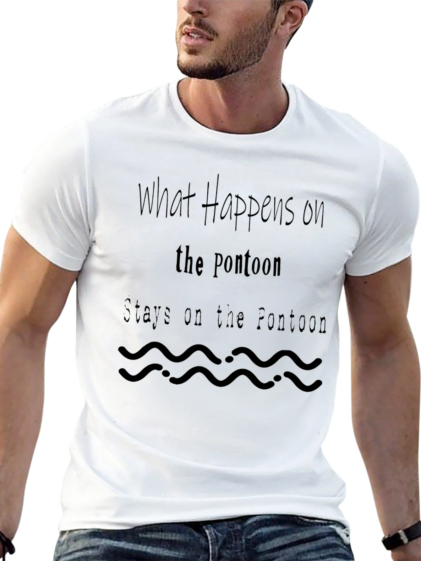 Pontoon Slogan T-Shirt - What Happens on the Pontoon