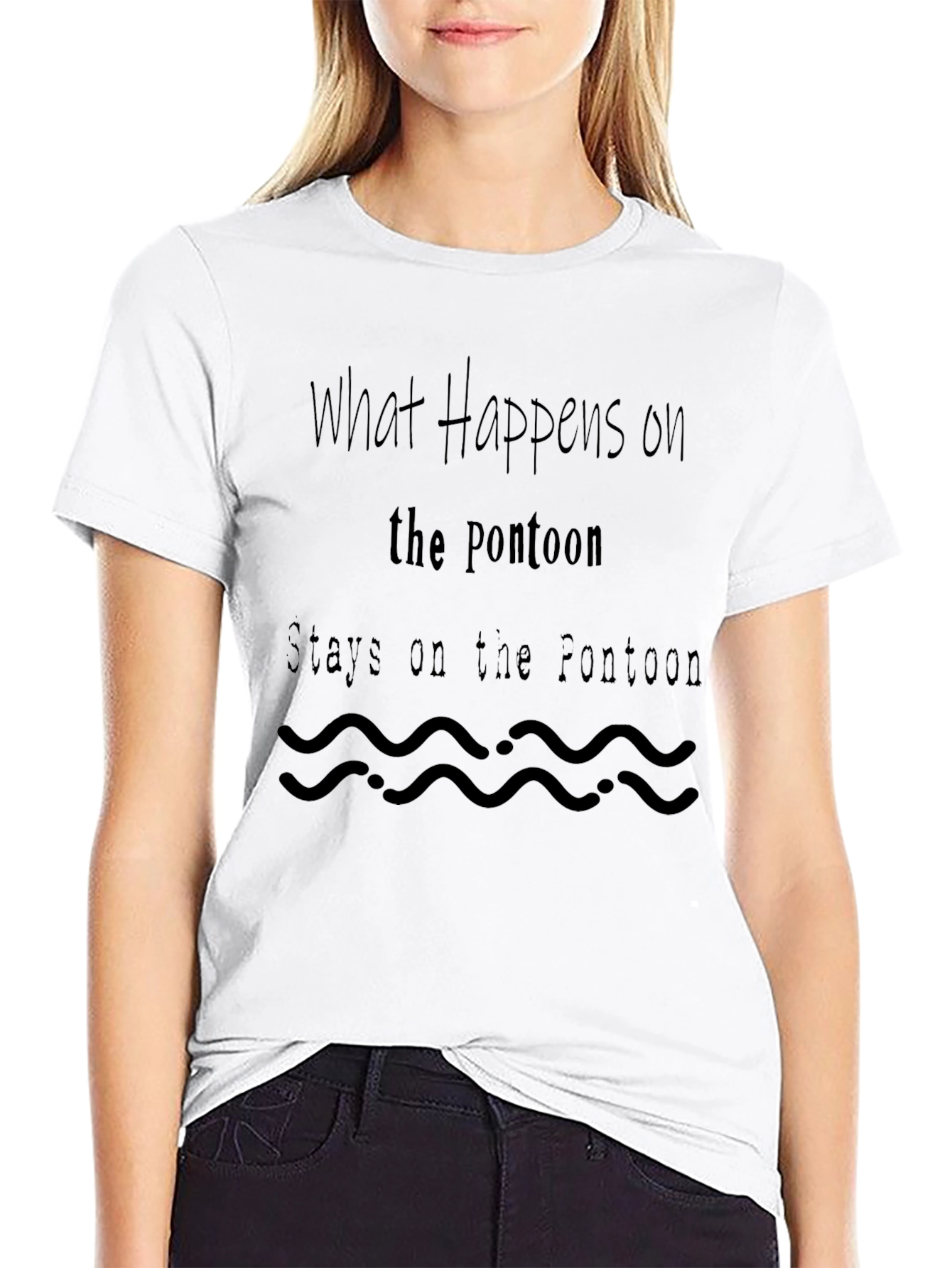 Pontoon Slogan T-Shirt - What Happens on the Pontoon