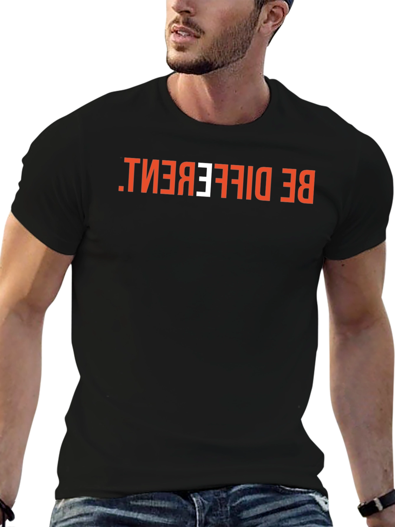 Be Different Graphic Tee - Black Cotton Casual Shirt