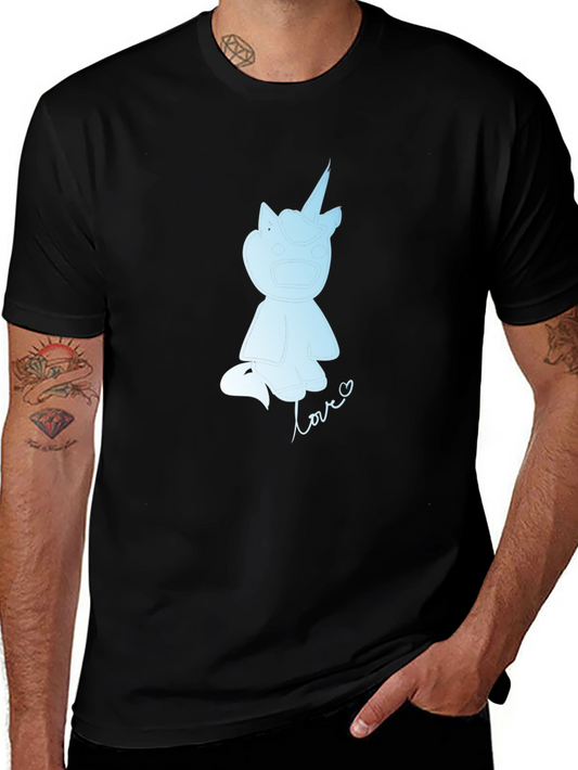 Unicorn Love Graphic Tee - Casual Black T-Shirt