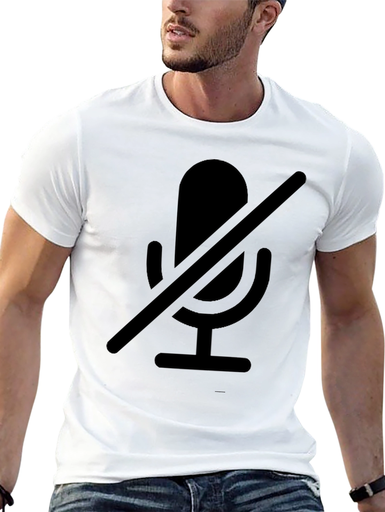 Muted Microphone Graphic Tee - Black Cotton Comfort