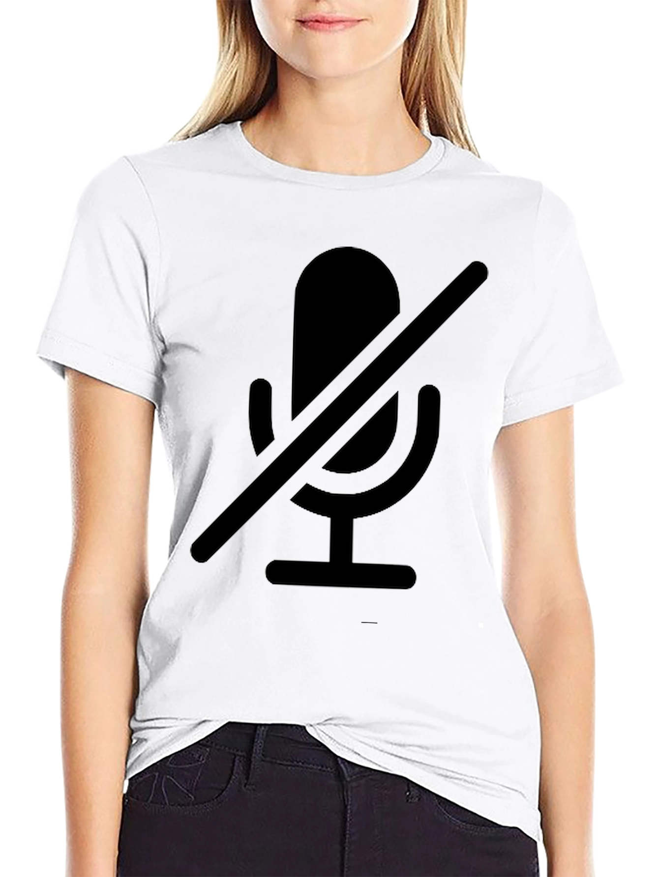 Muted Microphone Graphic Tee - Black Cotton Comfort