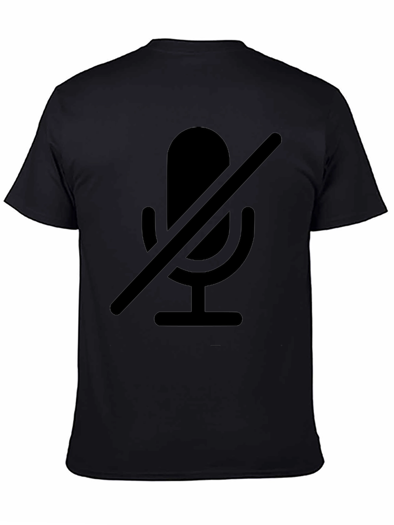 Muted Microphone Graphic Tee - Black Cotton Comfort