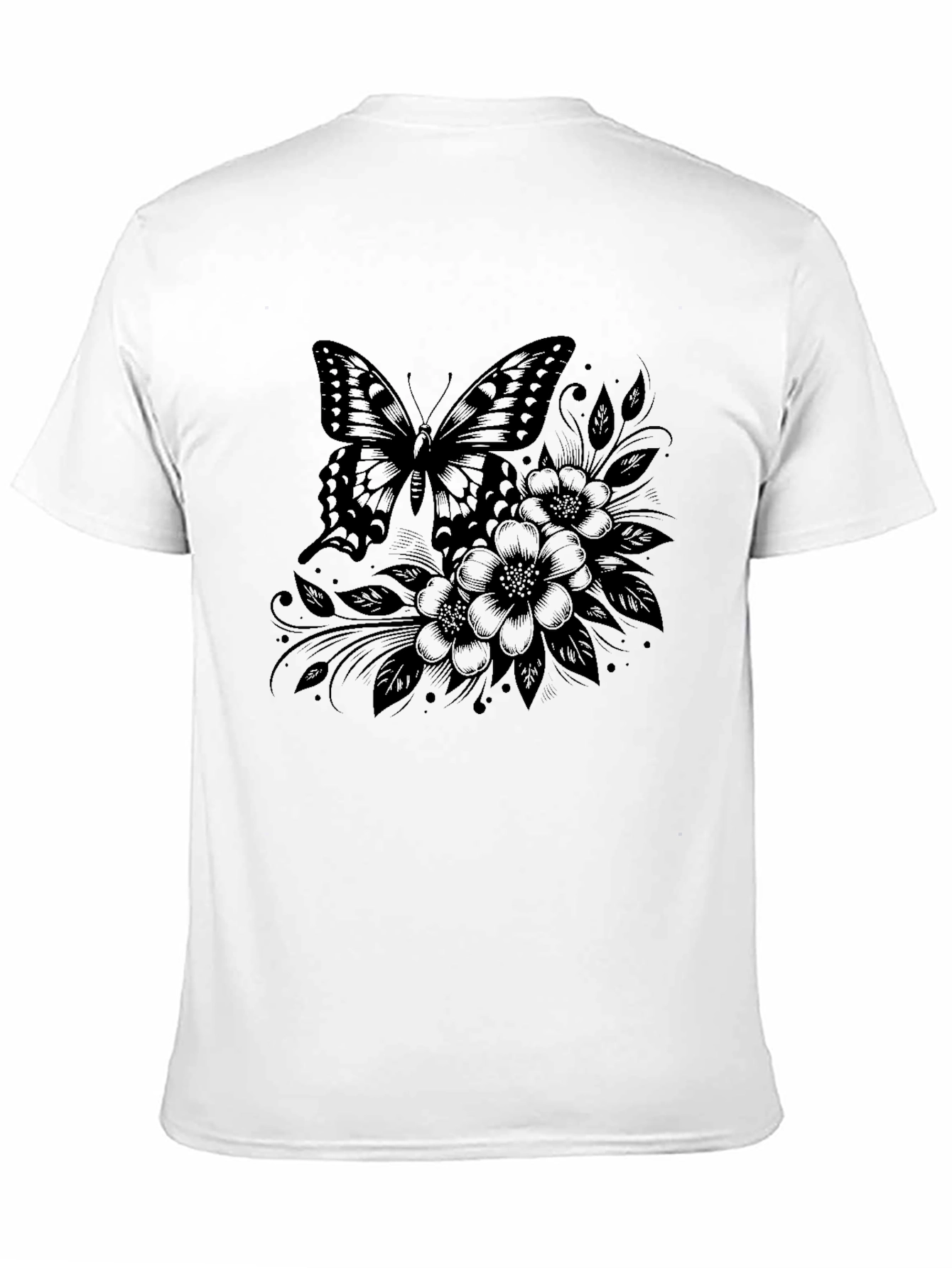 Butterfly Floral Graphic Tee - Stylish Black T-Shirt