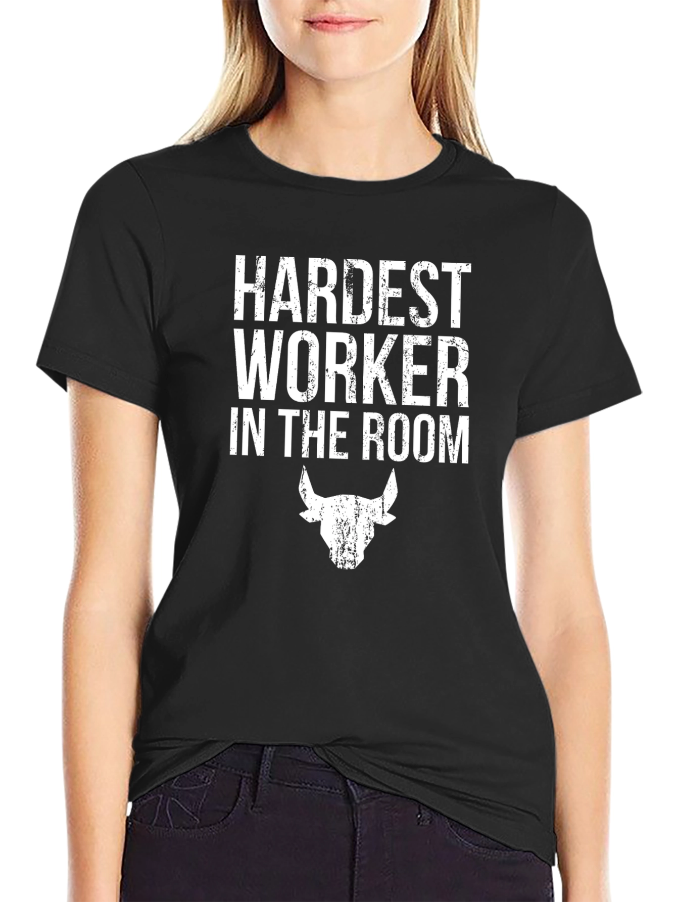 Hardest Worker T-Shirt - Graphic Tee with Bull