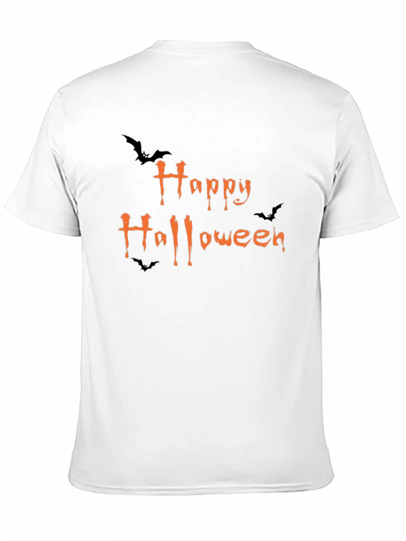 Happy Halloween T-Shirt Black Cotton Graphic Tee Bats