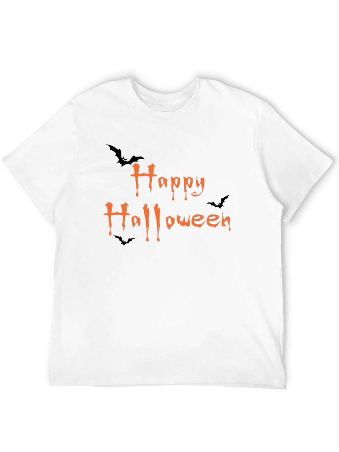 Happy Halloween T-Shirt Black Cotton Graphic Tee Bats
