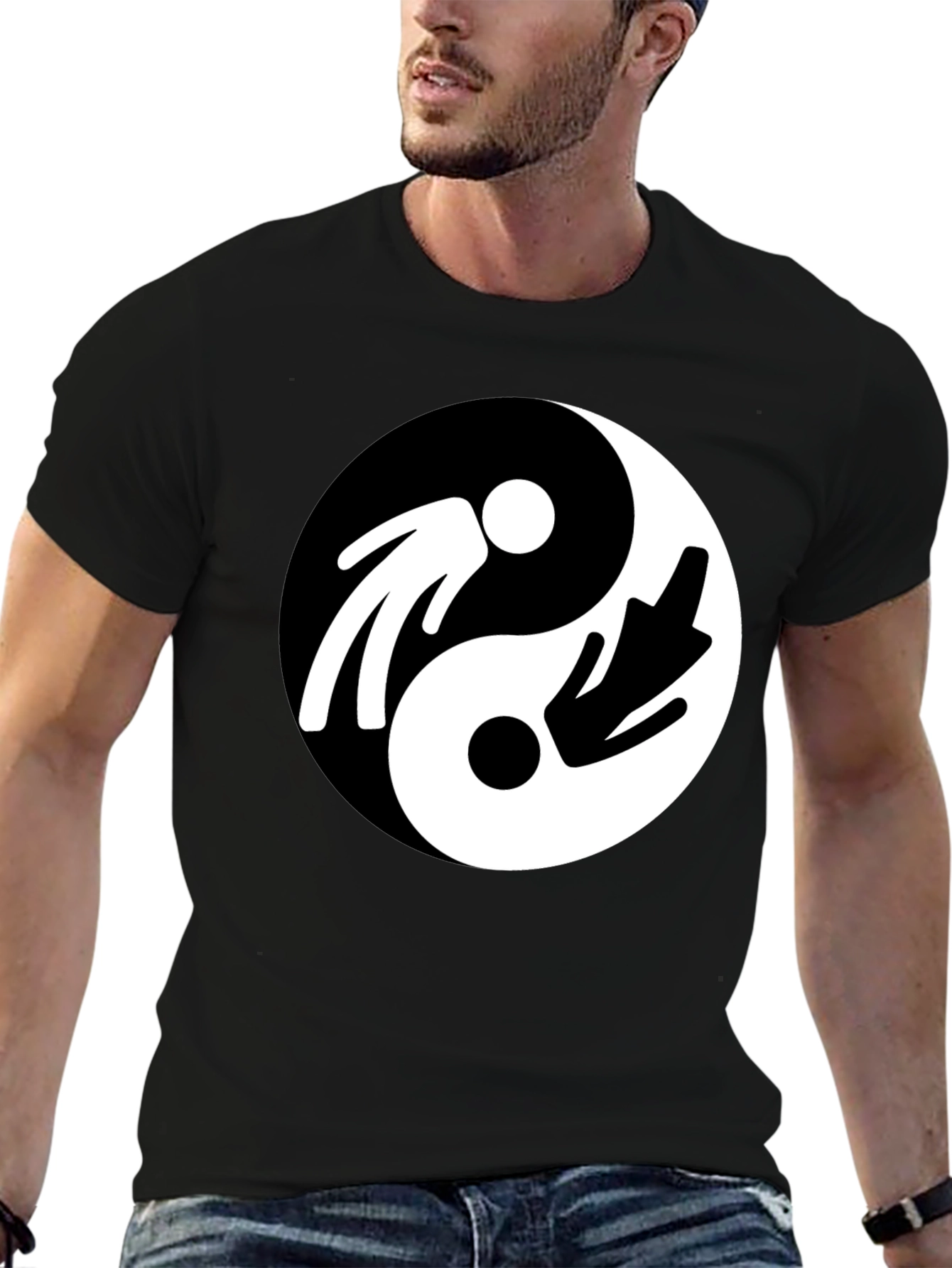 Yin Yang Funny Middle Finger Graphic Tee - Unisex