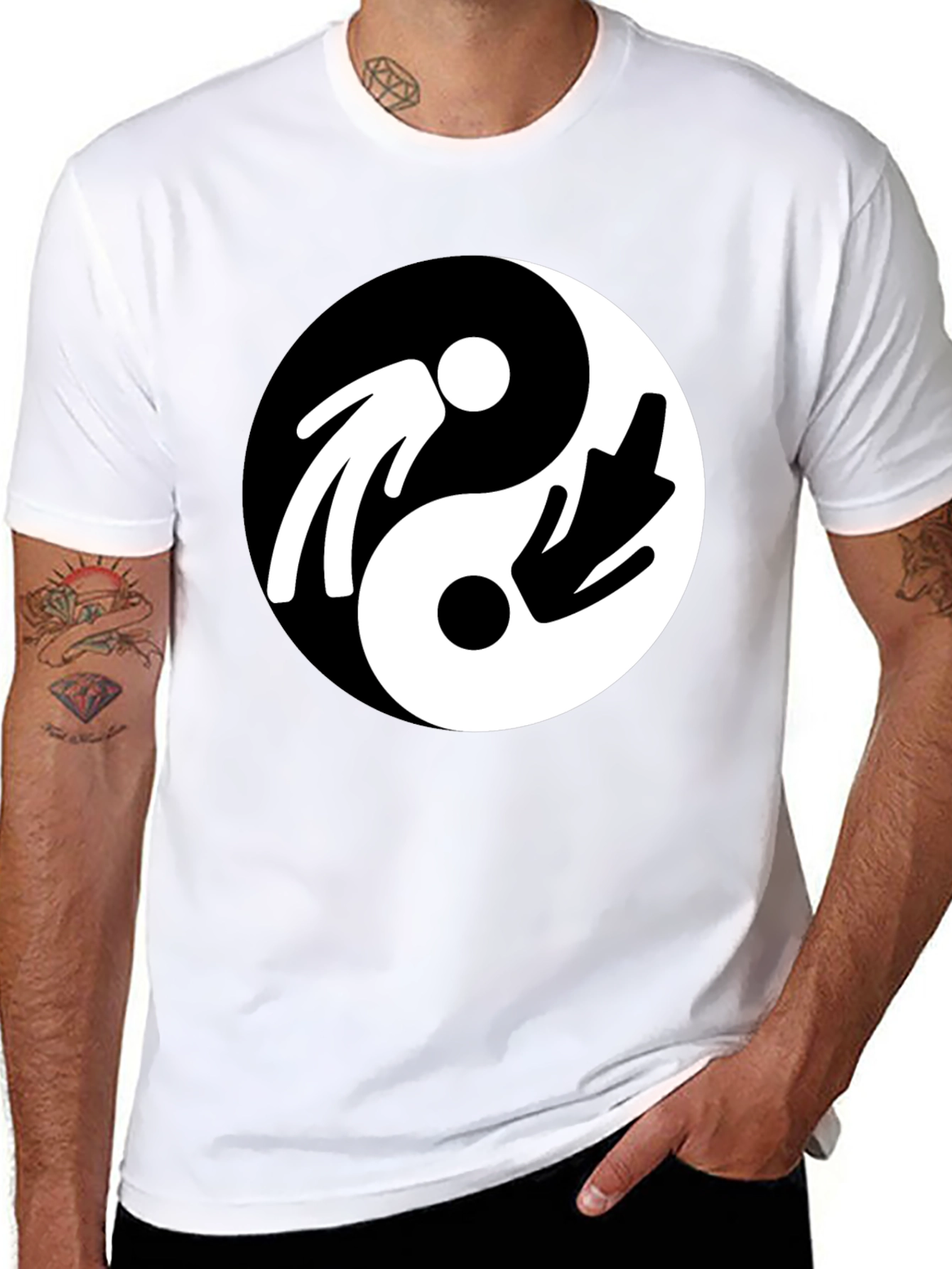 Yin Yang Funny Middle Finger Graphic Tee - Unisex