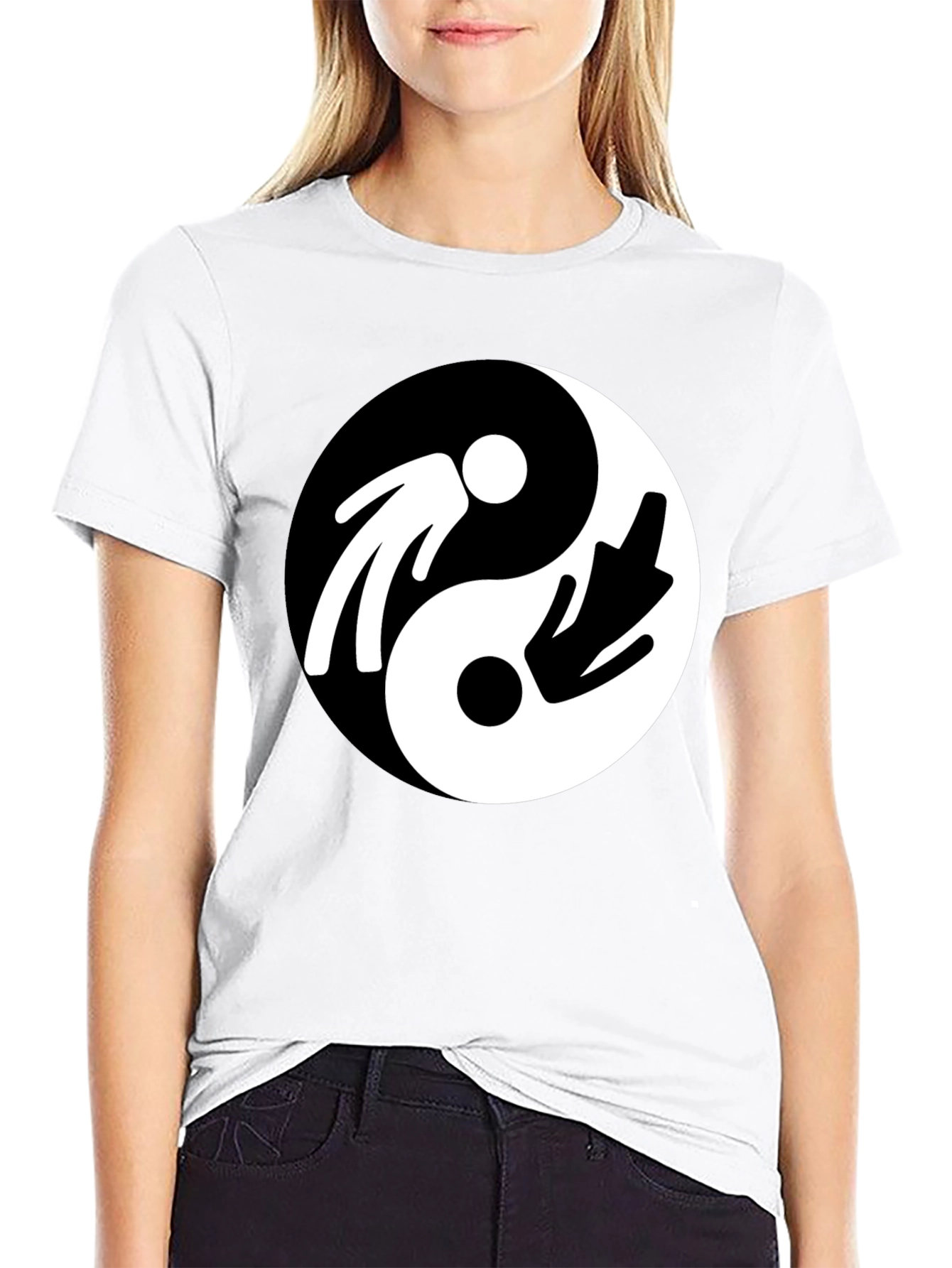 Yin Yang Funny Middle Finger Graphic Tee - Unisex