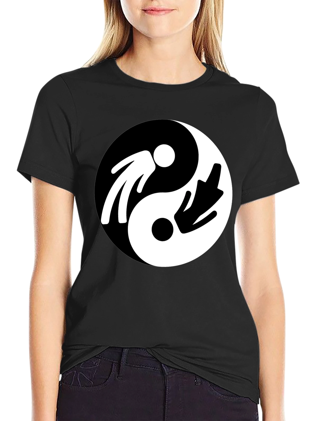 Yin Yang Funny Middle Finger Graphic Tee - Unisex