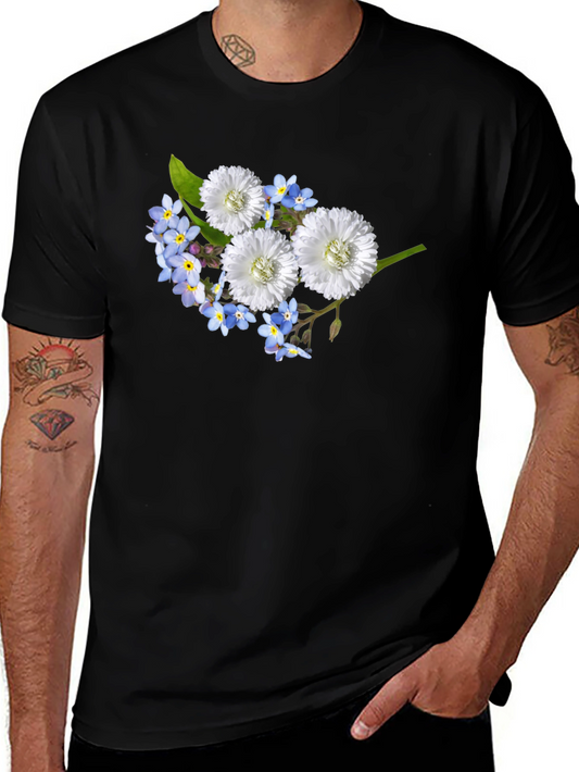 Floral T-Shirt: Forget-Me-Nots & White Flowers