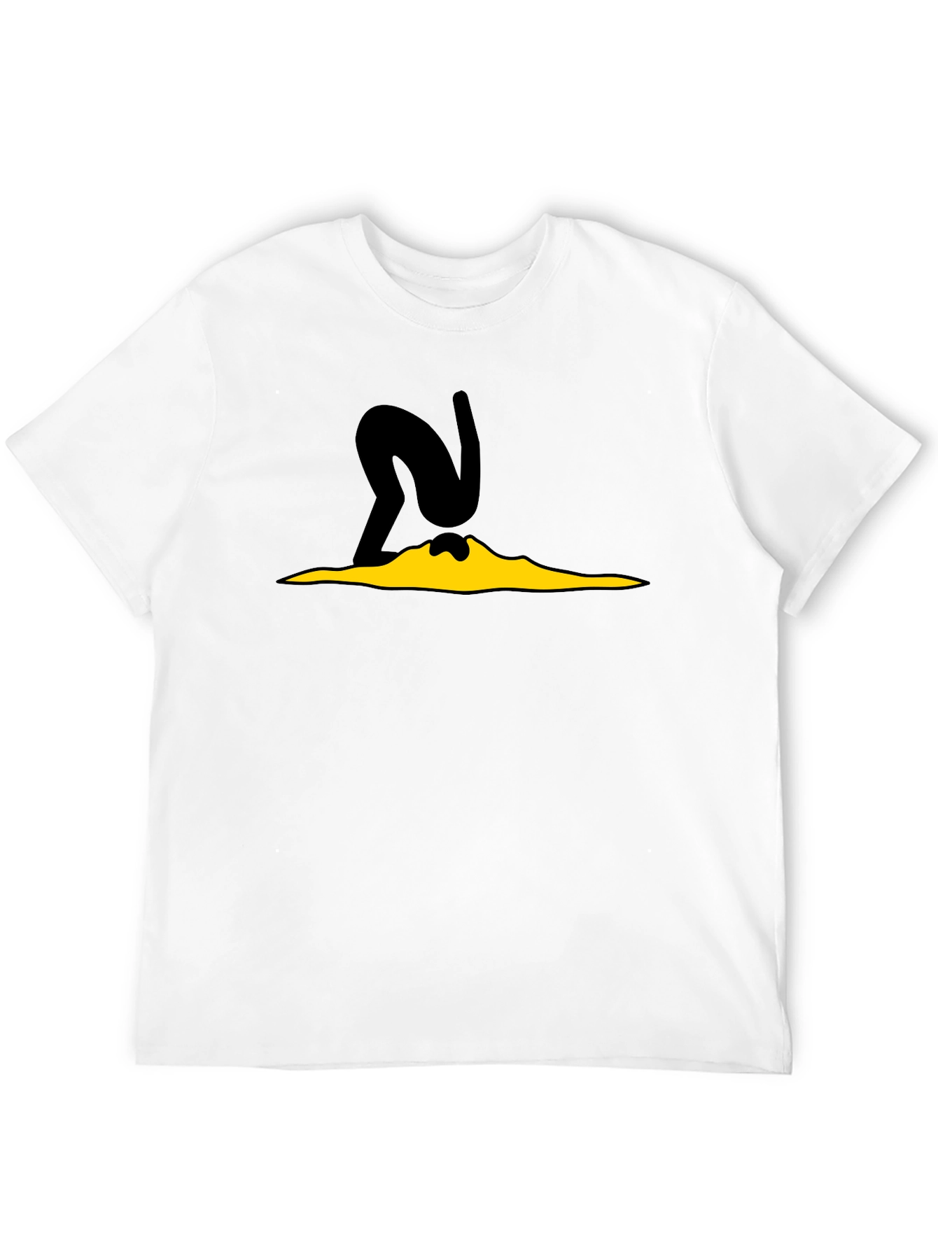 Black Tee with Diver Cartoon Graphic