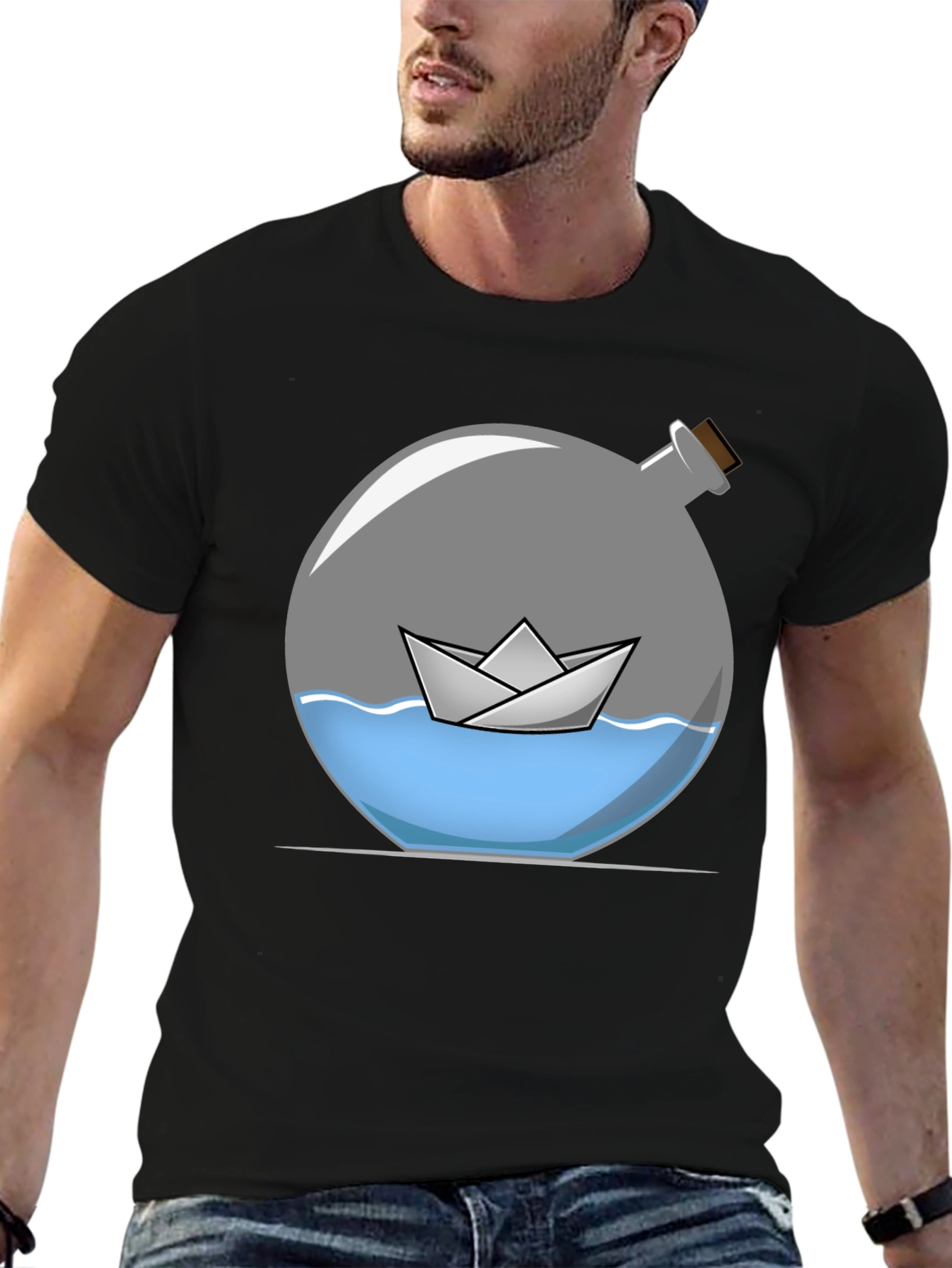 Paper Boat in Bottle Graphic Tee