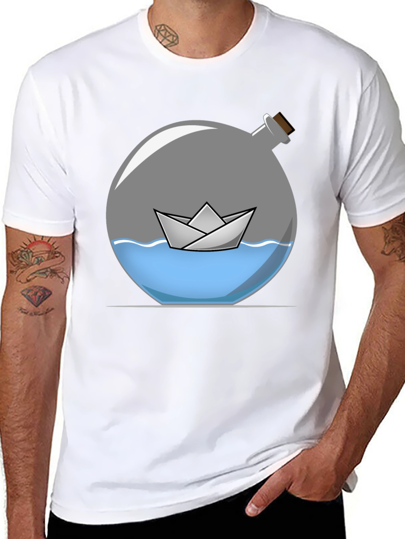 Paper Boat in Bottle Graphic Tee