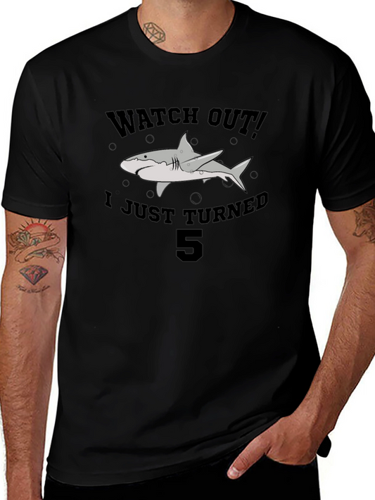 Kids Watch Out! Shark 5th Birthday T-Shirt
