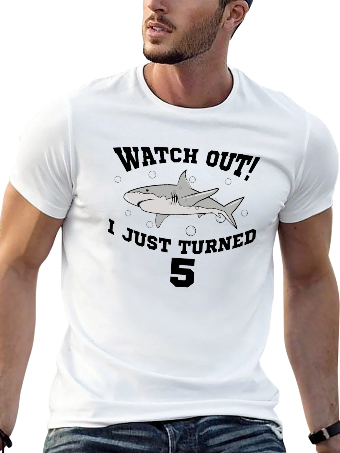 Kids Watch Out! Shark 5th Birthday T-Shirt