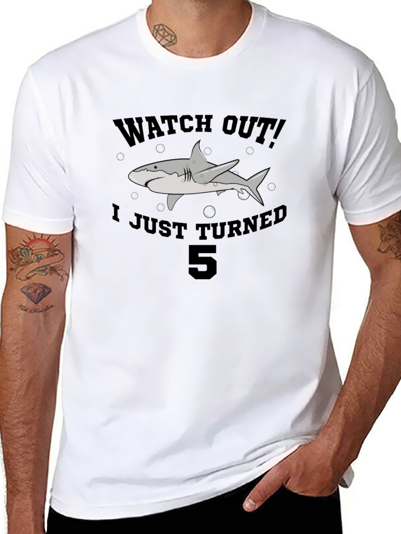 Kids Watch Out! Shark 5th Birthday T-Shirt