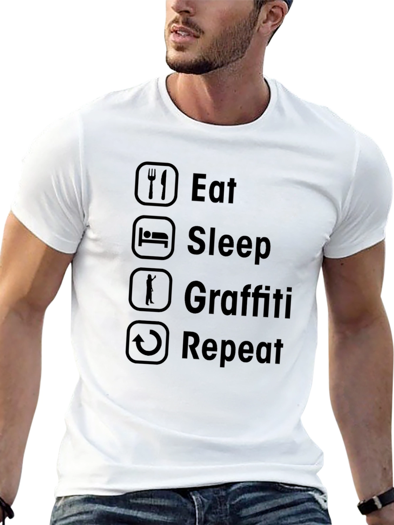 Eat Sleep Graffiti Repeat Black T-Shirt