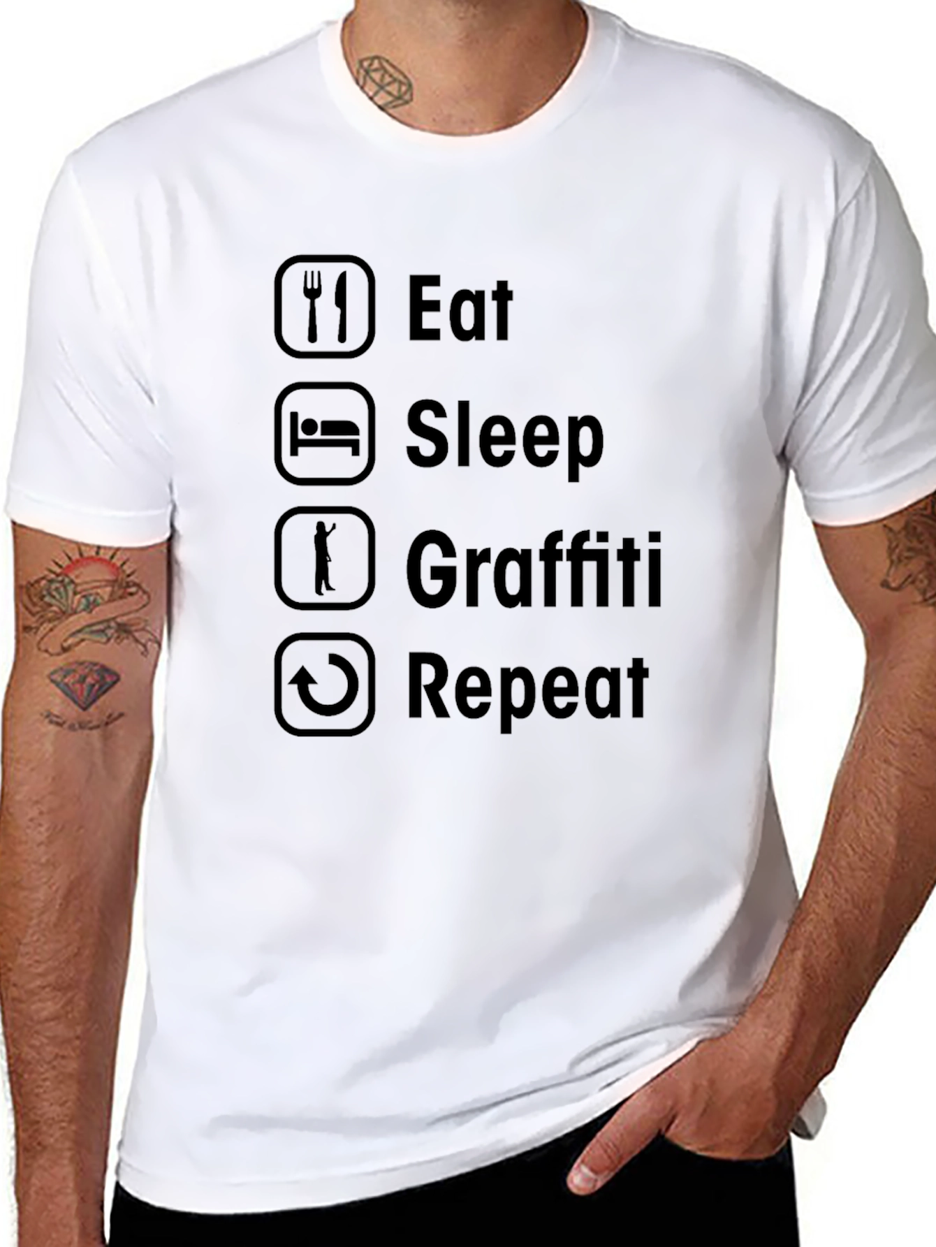 Eat Sleep Graffiti Repeat Black T-Shirt