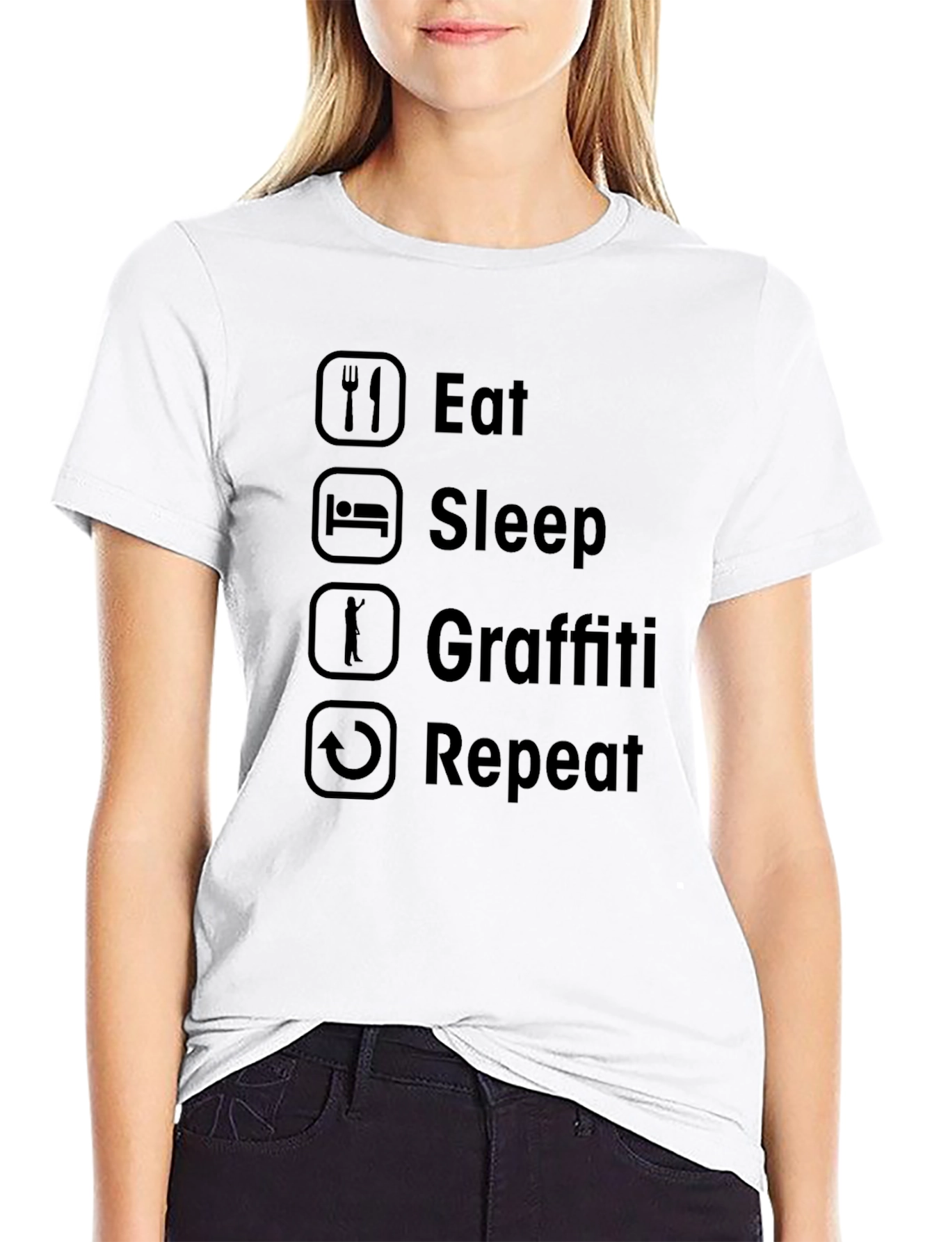 Eat Sleep Graffiti Repeat Black T-Shirt